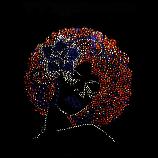 Rhinestop Orange Hair Woman Rhinestone Iron On Heat Transfer