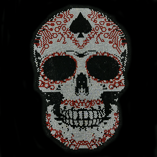 Spade Skull Heat Transfer Iron on Rhinestone Design