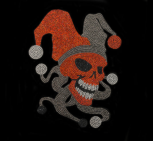 Skull Clown Iron on Heat Transfer Rhinestone Design