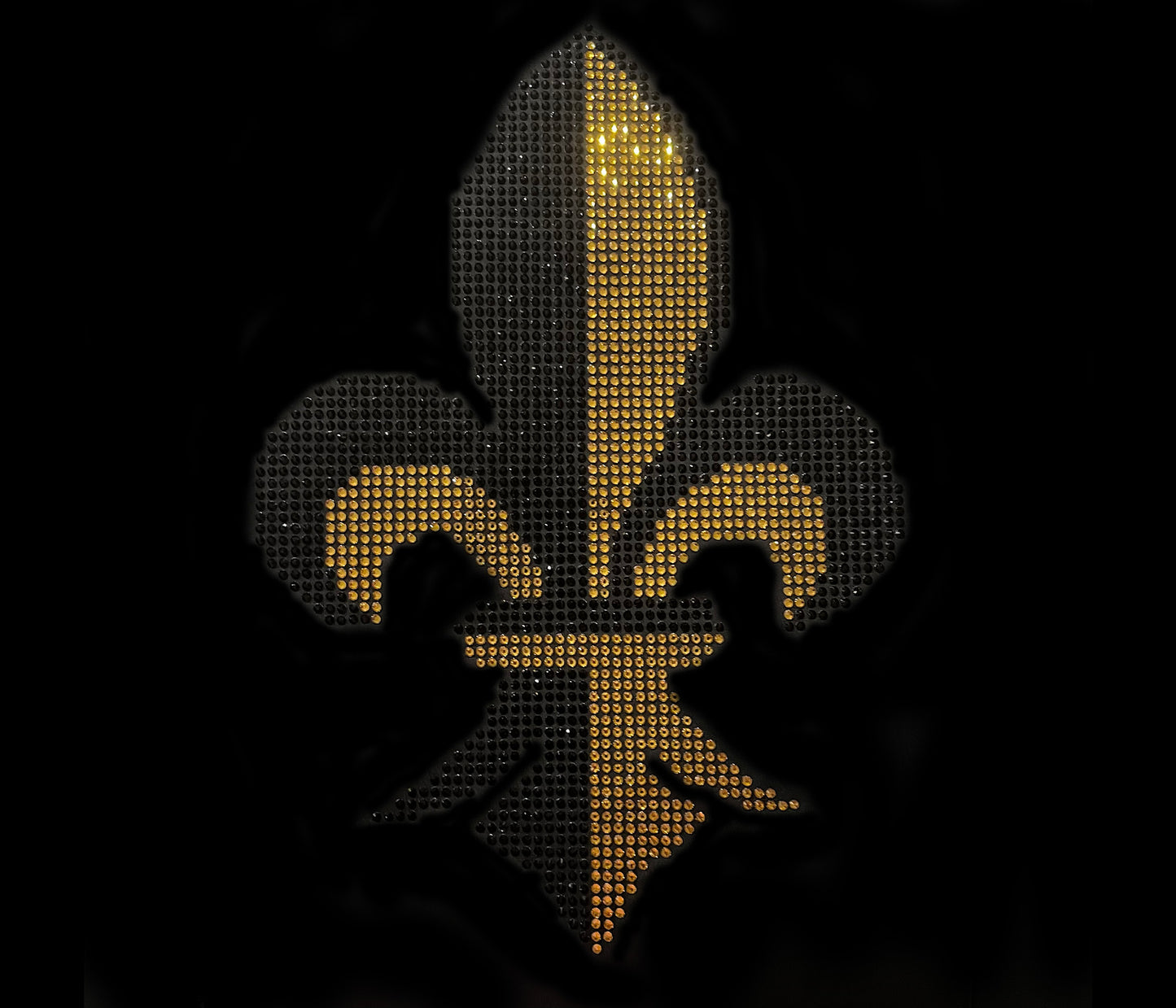 Black Gold Fleur De lis Iron on Heat Transfer Rhinestone Bling patch applique Design By Rhinestop