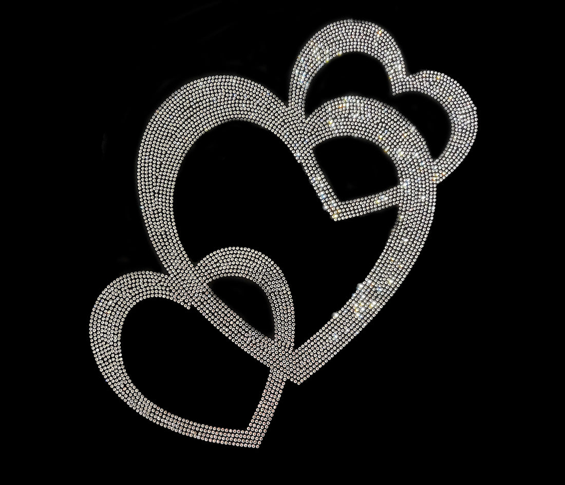 Heart Crystal Rhinestone Iron on Hot Fix Bling Design Applique patch b ...