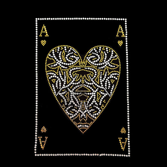 Poker card design , iron on poker card rhinestone patch, hot fix poker card decal / bling poker card applique , crystal rhinestone design
