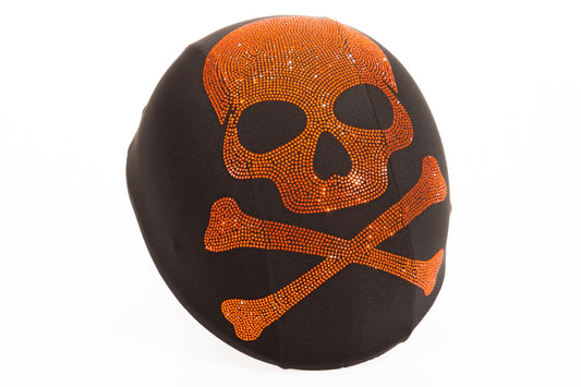 Orange skull and cross bones helmet cover , Bling helmet cover , helmet cover , bling bling