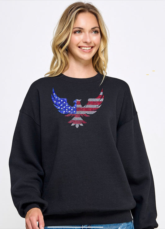 USA Eagle rhinestone hoodie , crystal patriotic eagle sweatshirt, custom hoodie with eagle , rhinestone eagle hoodie