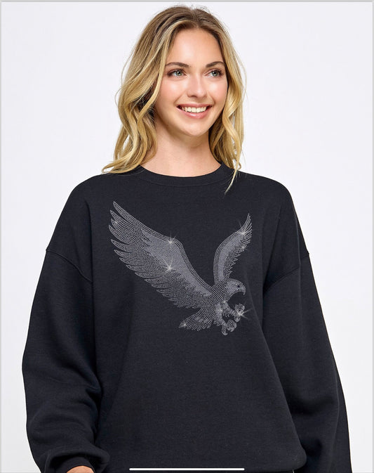 Eagle high quality sweatshirt , crystal eagle sweatshirt, bling bling eagle sweatshirt, custom hoodie with eagle , eagle design sweatshirt