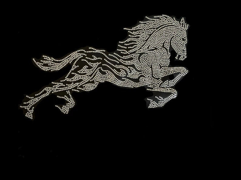 Running horse rhinestone iron on heat transfer hot fix Bling Design by Rhinestop