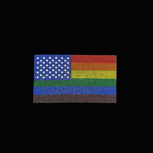 Rainbow Color Rhinestone Flag,iron on rainbow flag,hot fix flag decal,iron on fabric design