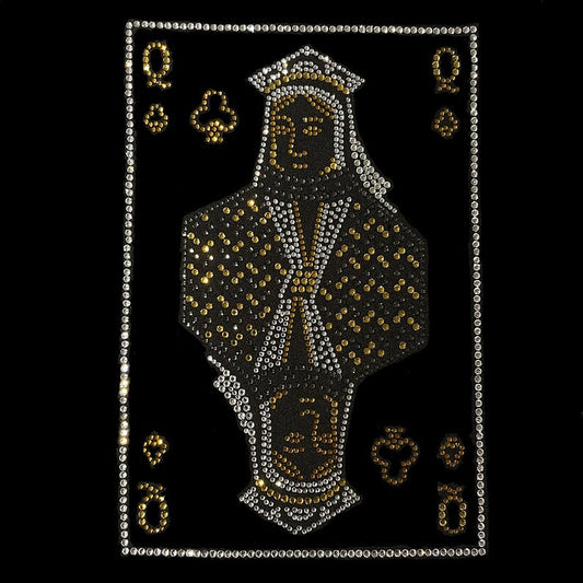 Crystal poker card iron on design hot fox poker card applique , rhinestone iron on patches , diy shirt designs , poker card bedazzled poker card