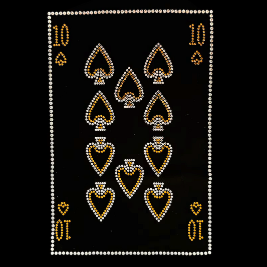 Playing card design for clothes , iron on crystal poker card , hot fix rhinestone poker card, diy shirt design poker card