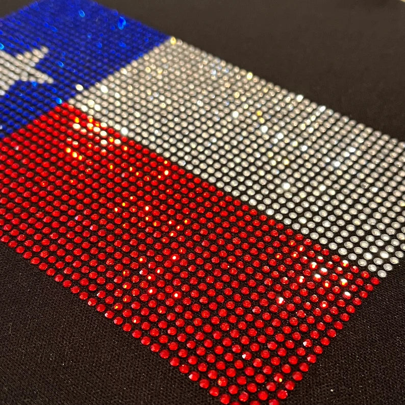 Texas flag rhinestone design , iron on Texas flag patch heat transfer Texas flag transfer , hot fix Texas flag applique bedazzle Texas flag