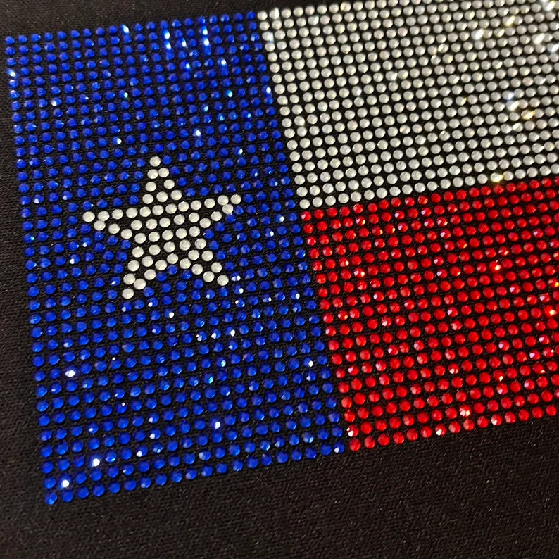 Texas flag rhinestone design , iron on Texas flag patch heat transfer Texas flag transfer , hot fix Texas flag applique bedazzle Texas flag