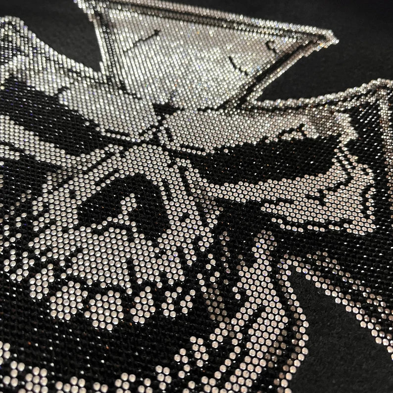 Chopper skull iron on design , hot fix skull applique , rhinestone biker skull ,sugar skull iron on , rhinestone transfer, heat press design