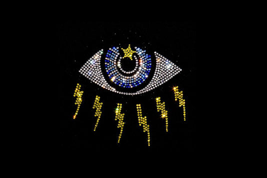 Rhinestop Evil Eye Thunder Iron on Rhinestone Design