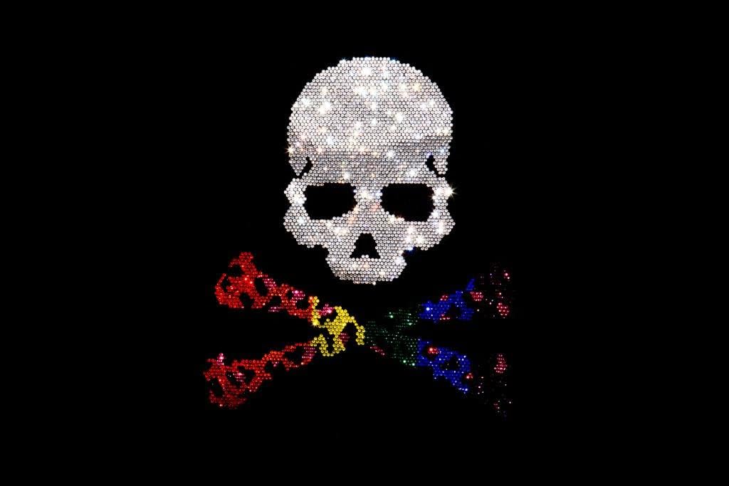 Cross bones Skull Rhinestone Heat Transfer Design