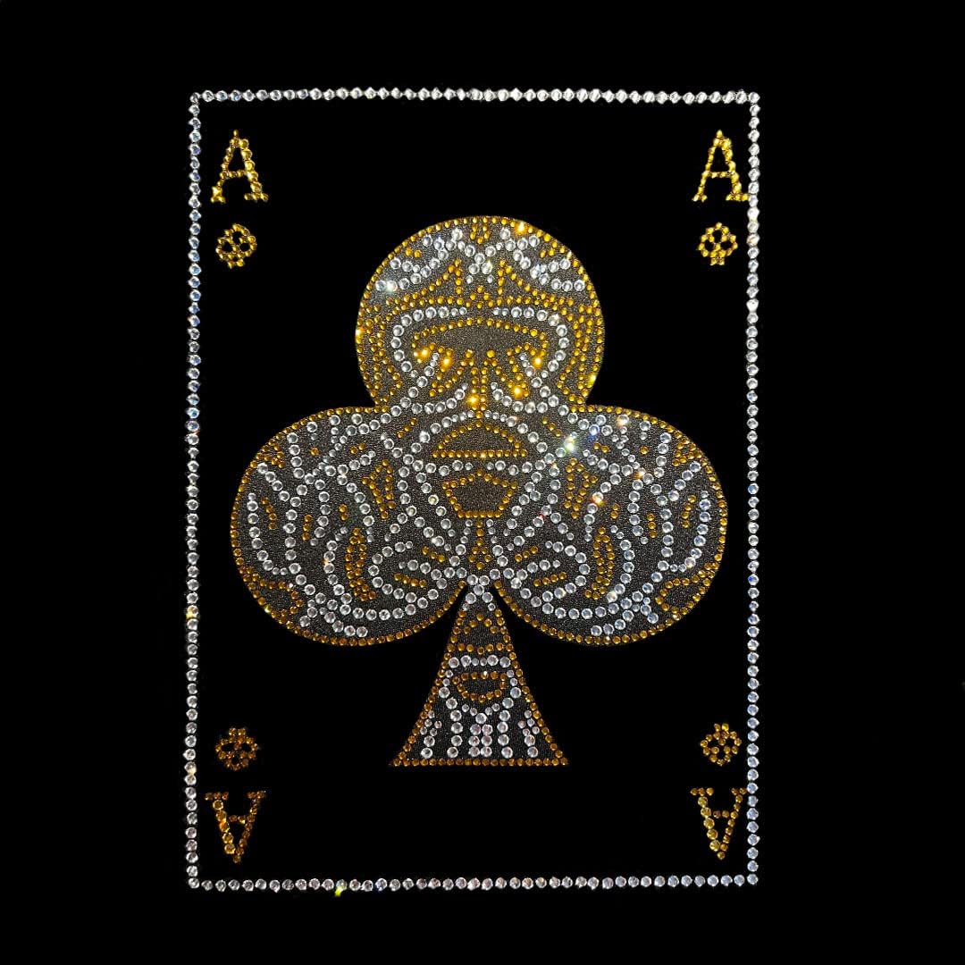 Hot fix Ace of Spades Iron on Rhinestone Design