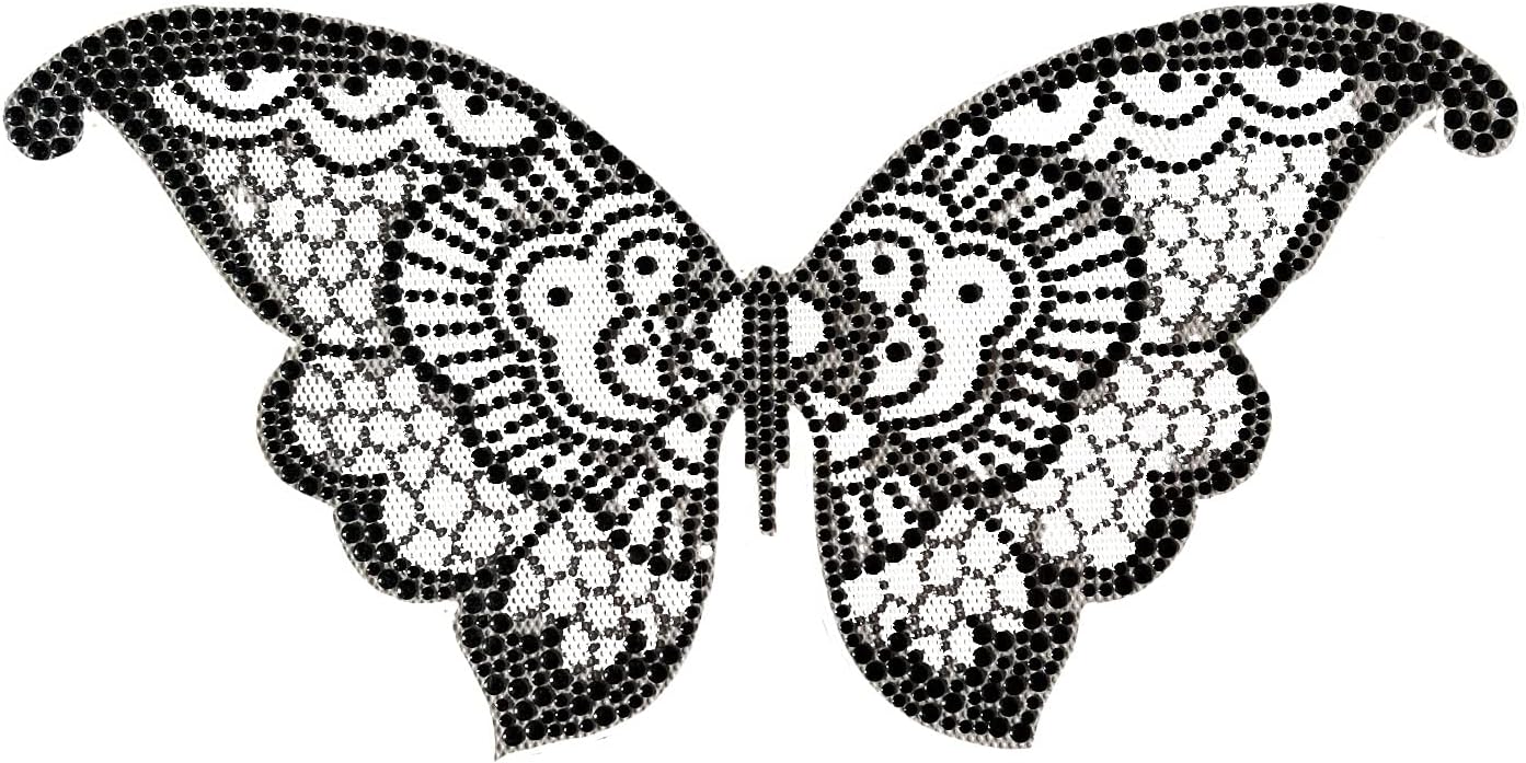 Black Butterfly Rhinestud Iron on Heat Transfer Design By Rhinestop