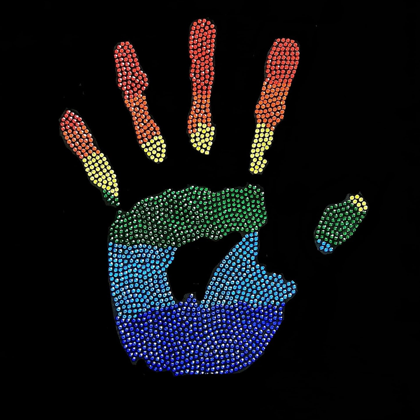 Rhinestop LGBT Hand Print Iron on Rhinestone Design