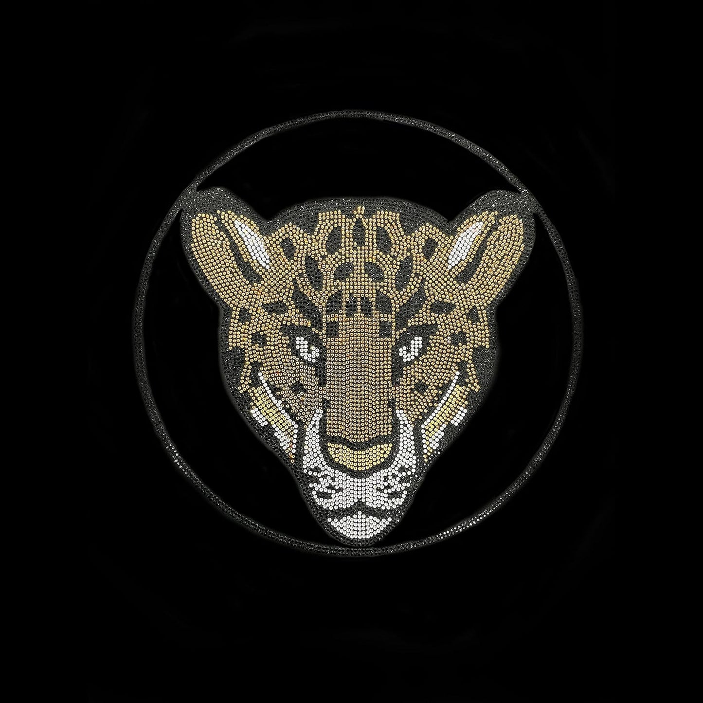 Circle Gold Tiger Rhinestone Iron on Transfer Design By Rhinestop