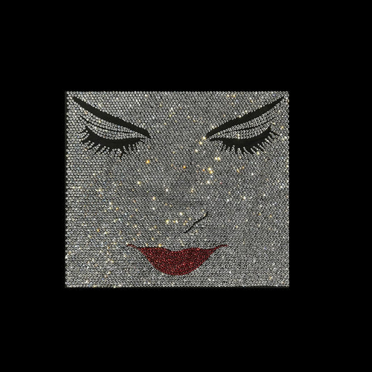 Rhinestop Pretty Face Girl Crystal Rhinestone Heat Transfer