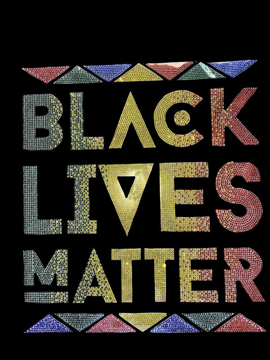 Black Lives Matter Colorful iron on Rhinestone  Transfer Design