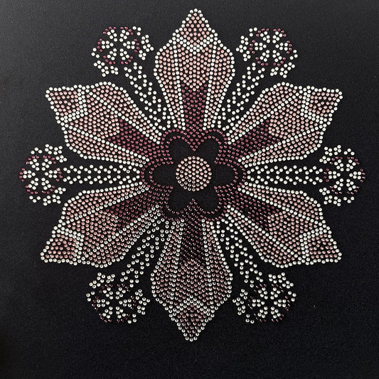 Rhinestop Purple Flower Mandala Iron on Rhinestone Design