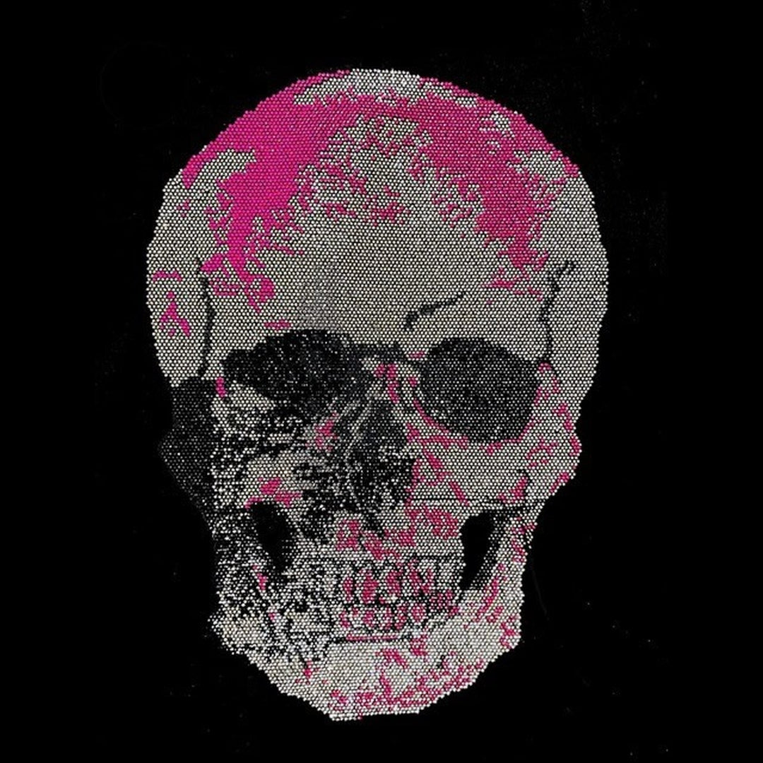 Hot Pink Skull Rhinestone Heat Transfer iron on Design