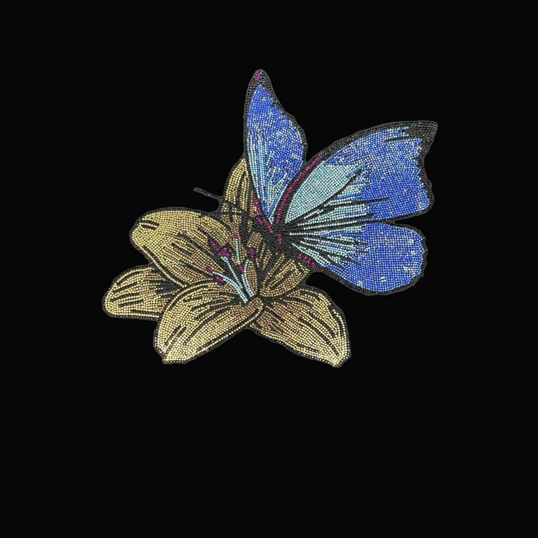 Butterfly Flower Rhinestone Iron On Heat Transfer by Rhinestop