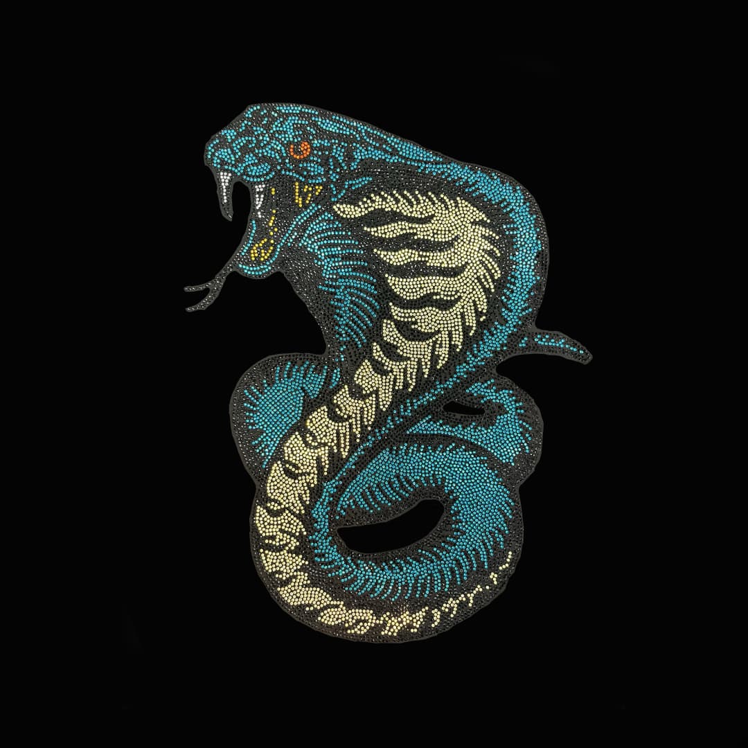 Big Cobra Snake Rhinestone Iron on Heat Transfer Design