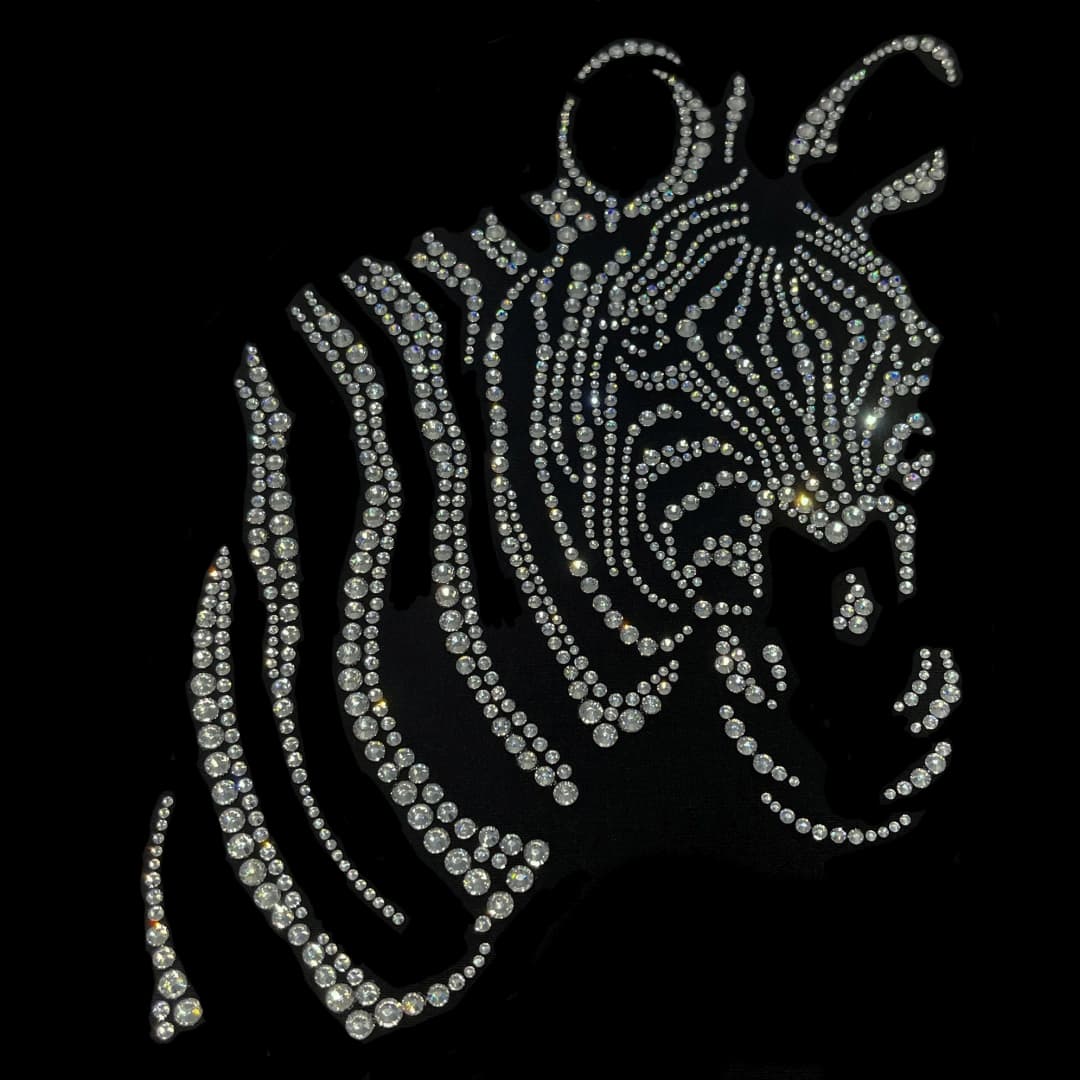 Pink Zebra Rhinestone Logo Clear Zebra Rhinestone Iron on Heat Transfer Design By Rhinestop ...