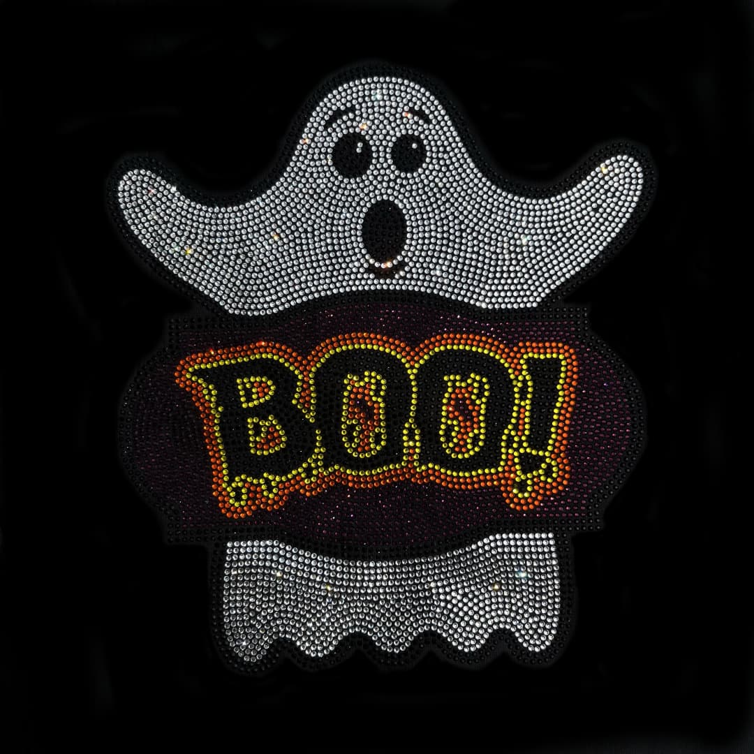 Rhinestop Halloween Ghost Rhinestone Heat Transfer Design