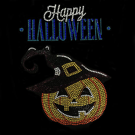 Rhinestop Halloween Pumpkin Rhinestone Heat Transfer Design