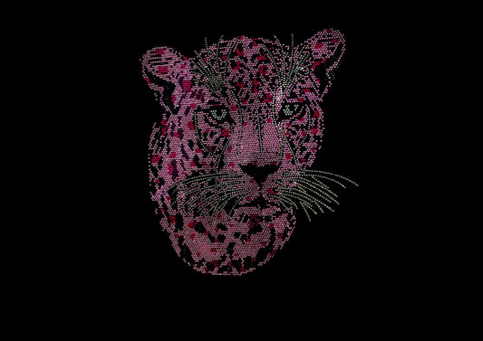 Pink Tiger Rhinestone Iron On Heat Transfer Motif By Rhinestop