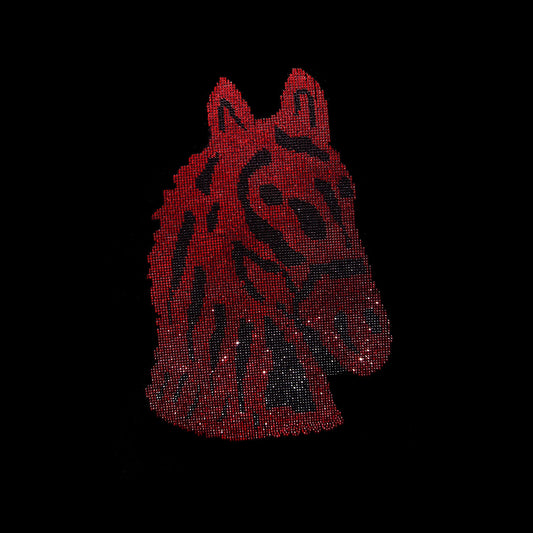 Rhinestop Red Horse Iron on Rhinestone Design