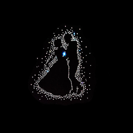 Rhinestop Groom and Bride Rhinestone Iron On Heat Transfer
