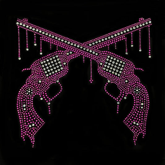Rhinestop Pink Pistols Rhinestone Heat Transfer Design