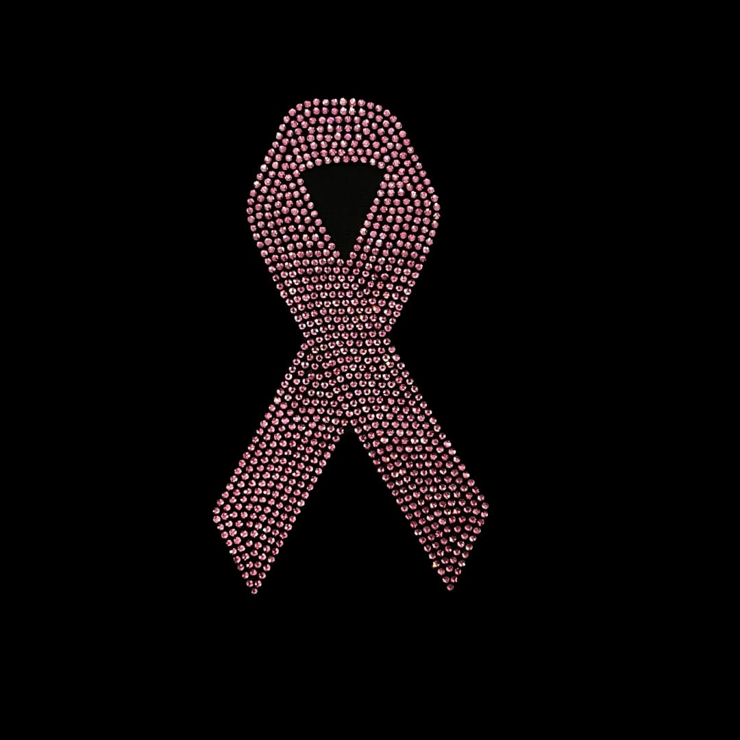 Breast Cancer Pink Ribbon Rhinestone Heat Transfer Design By Rhinestop