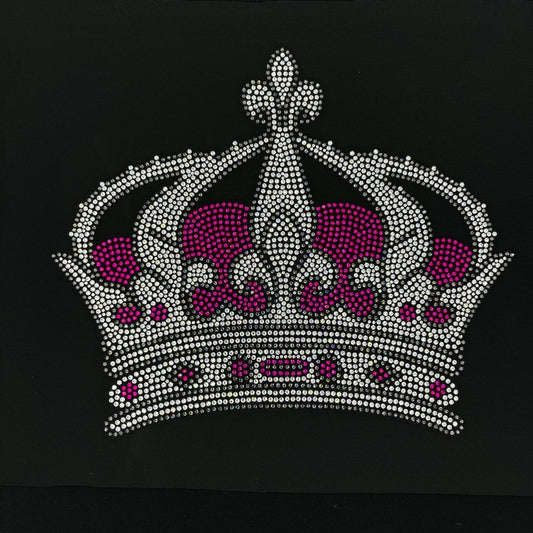 Rhinestop Pink Royal Crown Iron on Rhinestone Design