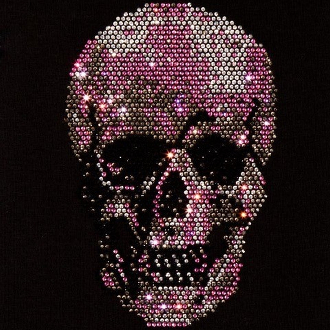 Rhinestop Small Pink Skull Iron on Rhinestone Design