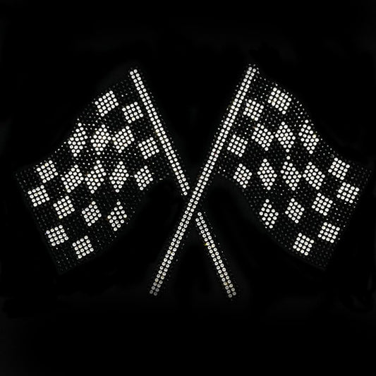 Rhinestop Race Flags Iron on Rhinestone Design