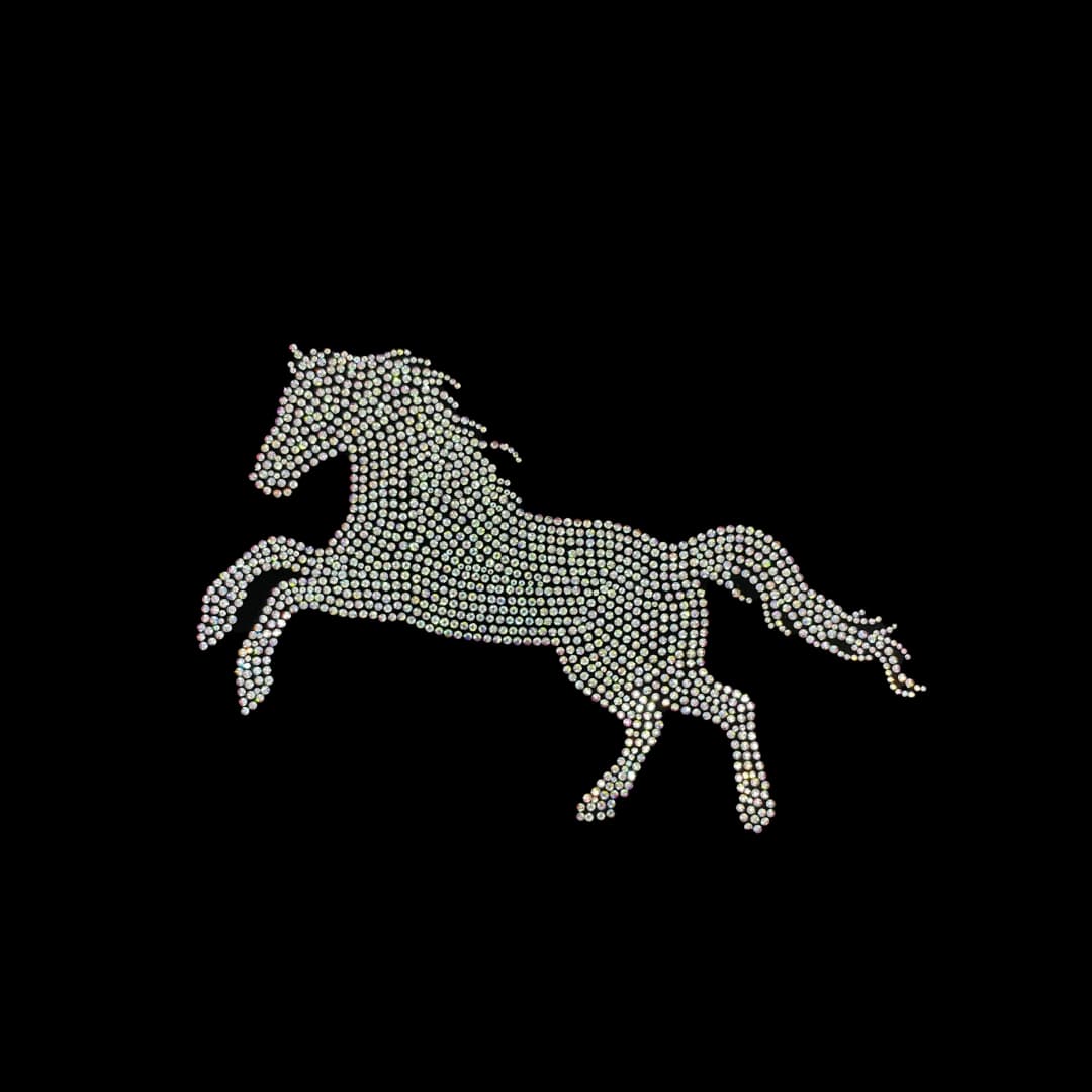 Hot fix Running Horse Rhinestone Iron on Transfer Design By Rhinestop