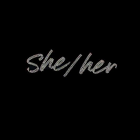 Rhinestop She/Her Rhinestone Heat Transfer Design