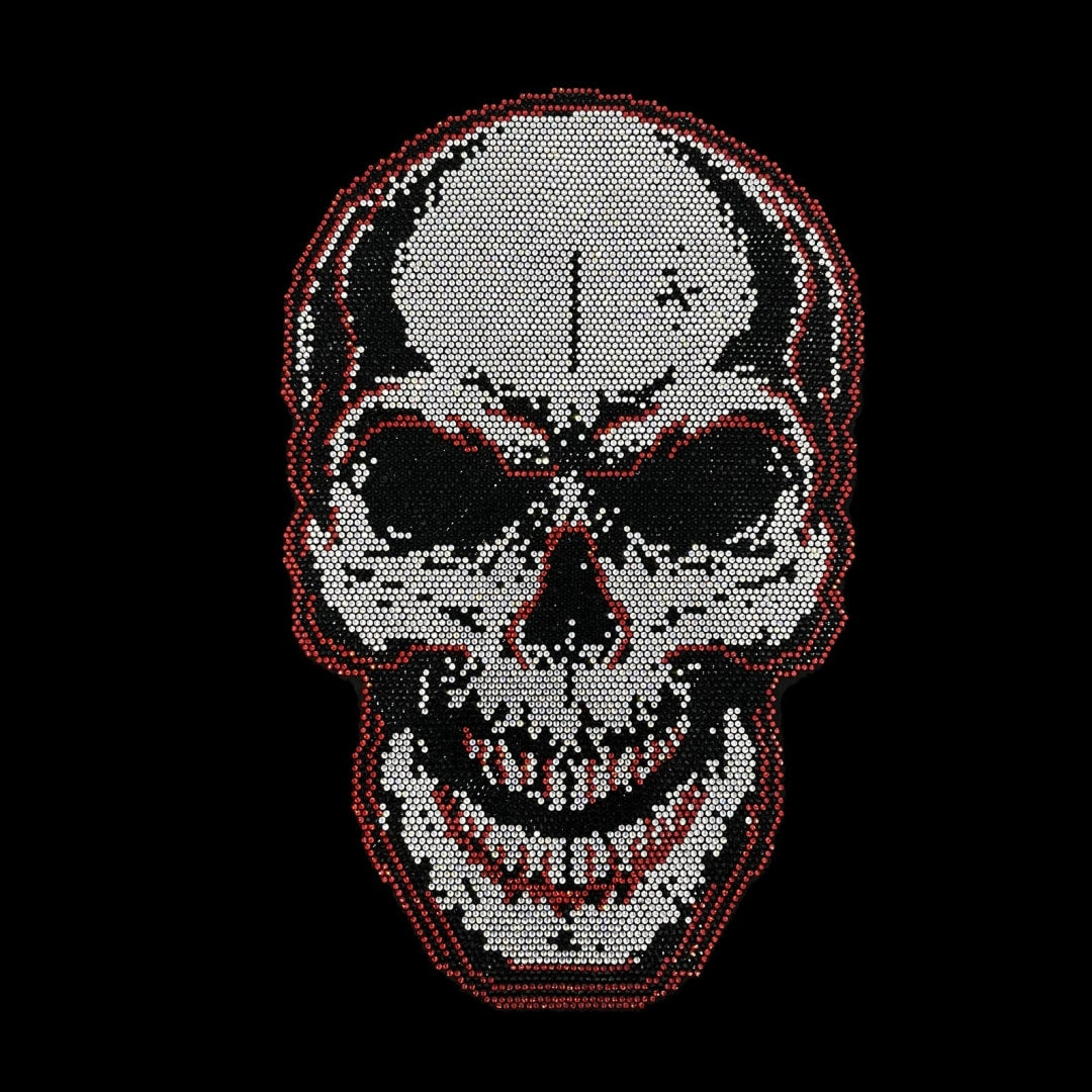 Rhinestop Evil Smile Skull Rhinestone Heat Transfer Design