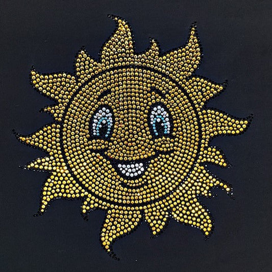Rhinestop Smiley Sun Rhinestone Iron On Heat Transfer