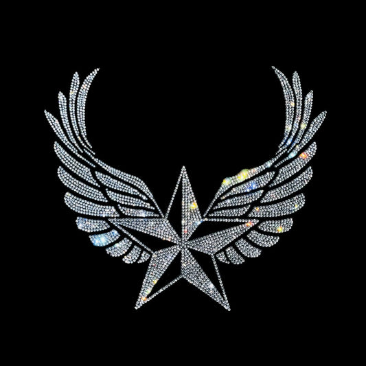 Star Crystal Wings Rhinestone Heat Transfer Design