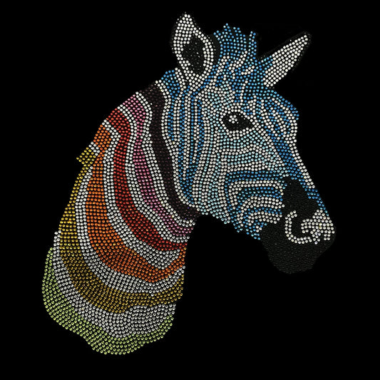 Colorful Zebra Rhinestone Iron on Heat Transfer Design By Rhinestop