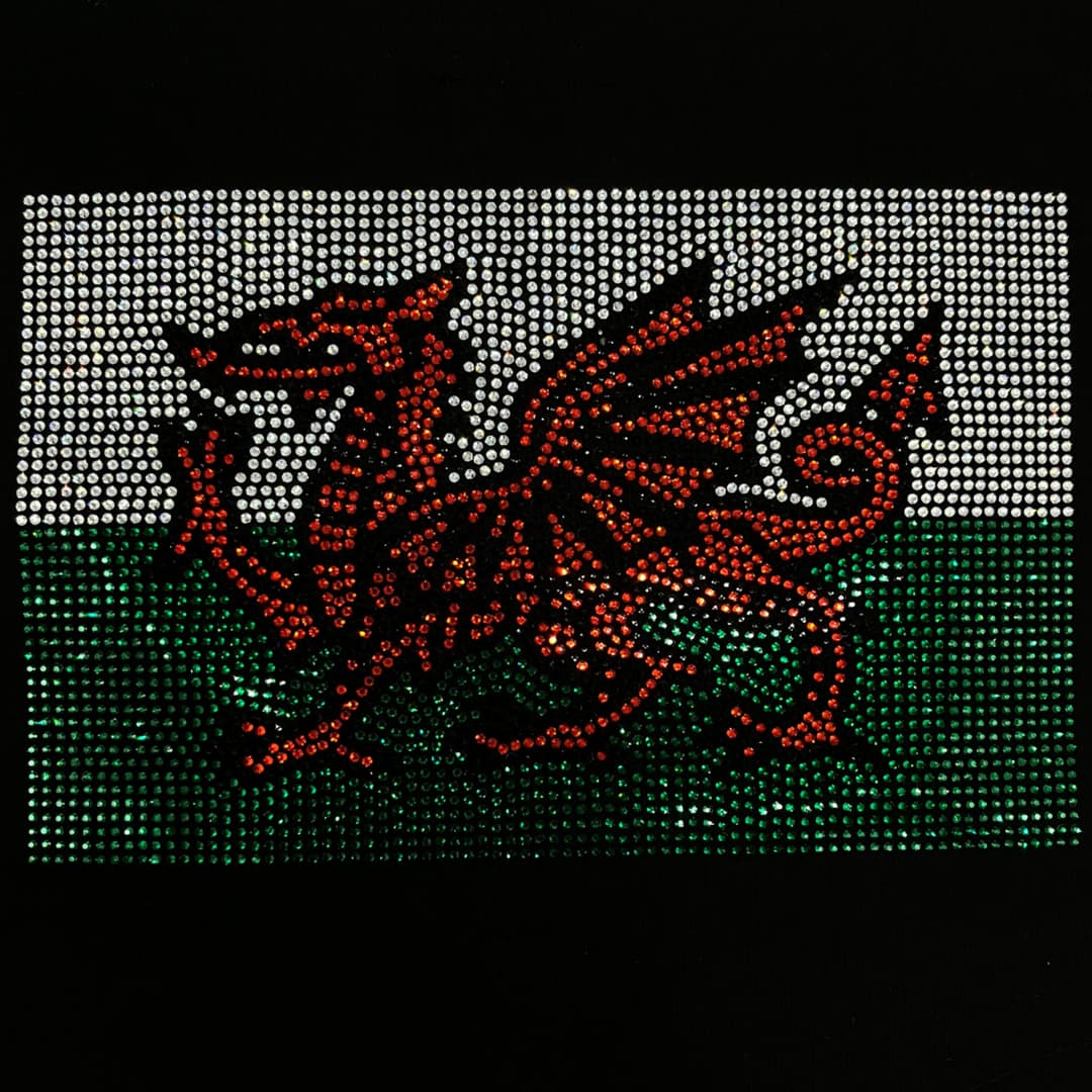 Rhinestop Flag of Wales Rhinestone Heat Transfer Design