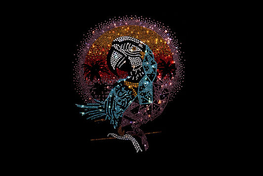 Rhinestop Parrot Iron on Rhinestone Design