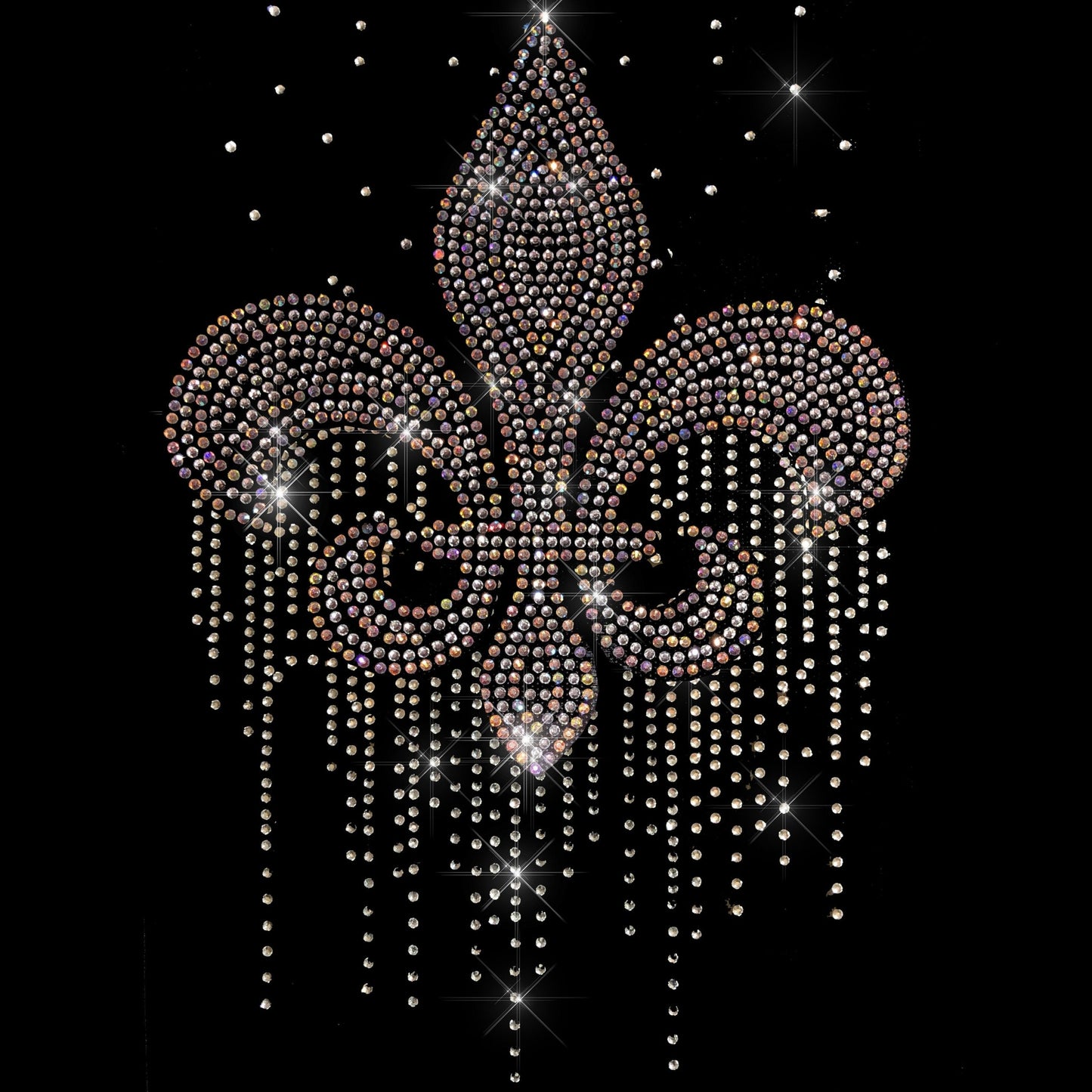 Iron on Crystal Fleur De Lis Rhinestone  Heat Transfer Design