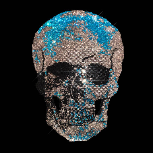 Turquoise Skull Rhinestone Iron On Heat Transfer Design