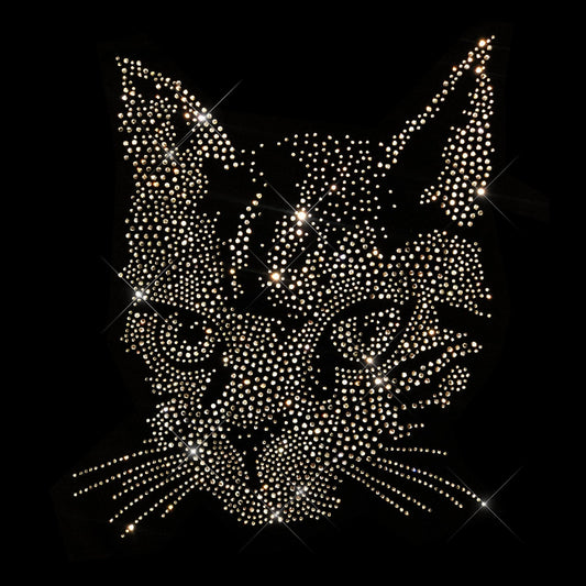 Crystal Cat Rhinestone Iron On Heat Transfer Design By Rhinestop